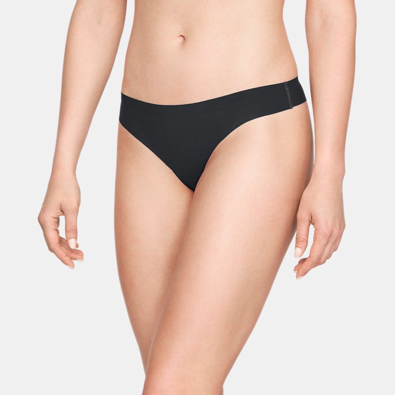 Women's Under Armour Pure Stretch Thong 3-Pack Black / Black / Graphite L